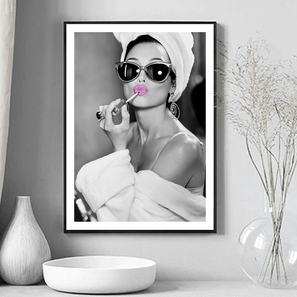 Audrey Hepburn, Pink Lipstick Art Print