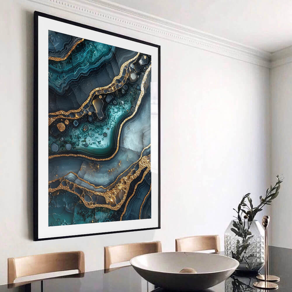 Stampa artistica Geode blu e oro