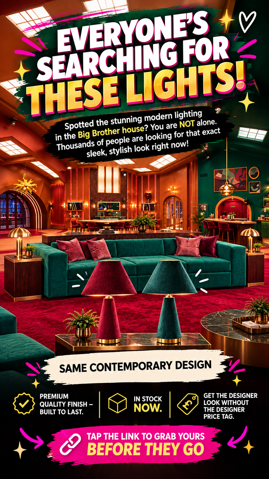 🎬 Lampe de table Venus Velvet - Style Maison de Big Brother – 3 couleurs