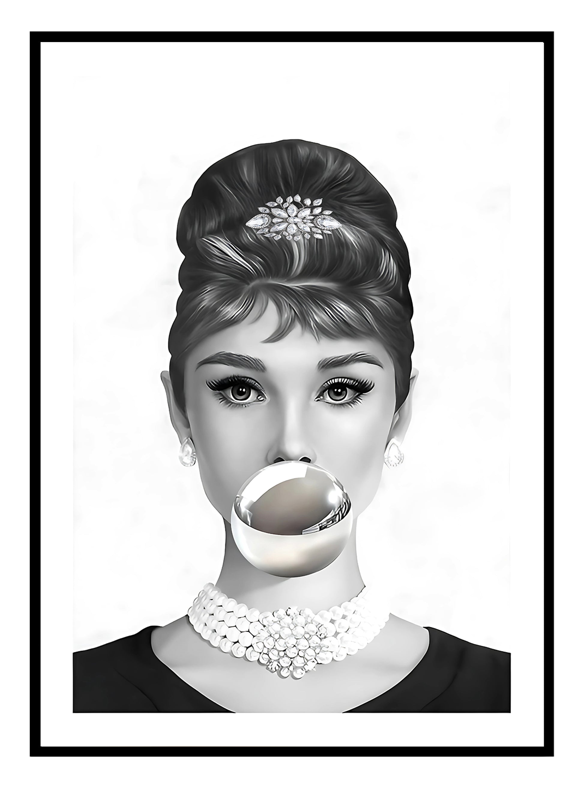 Audrey Hepburn Silver Bubble Print