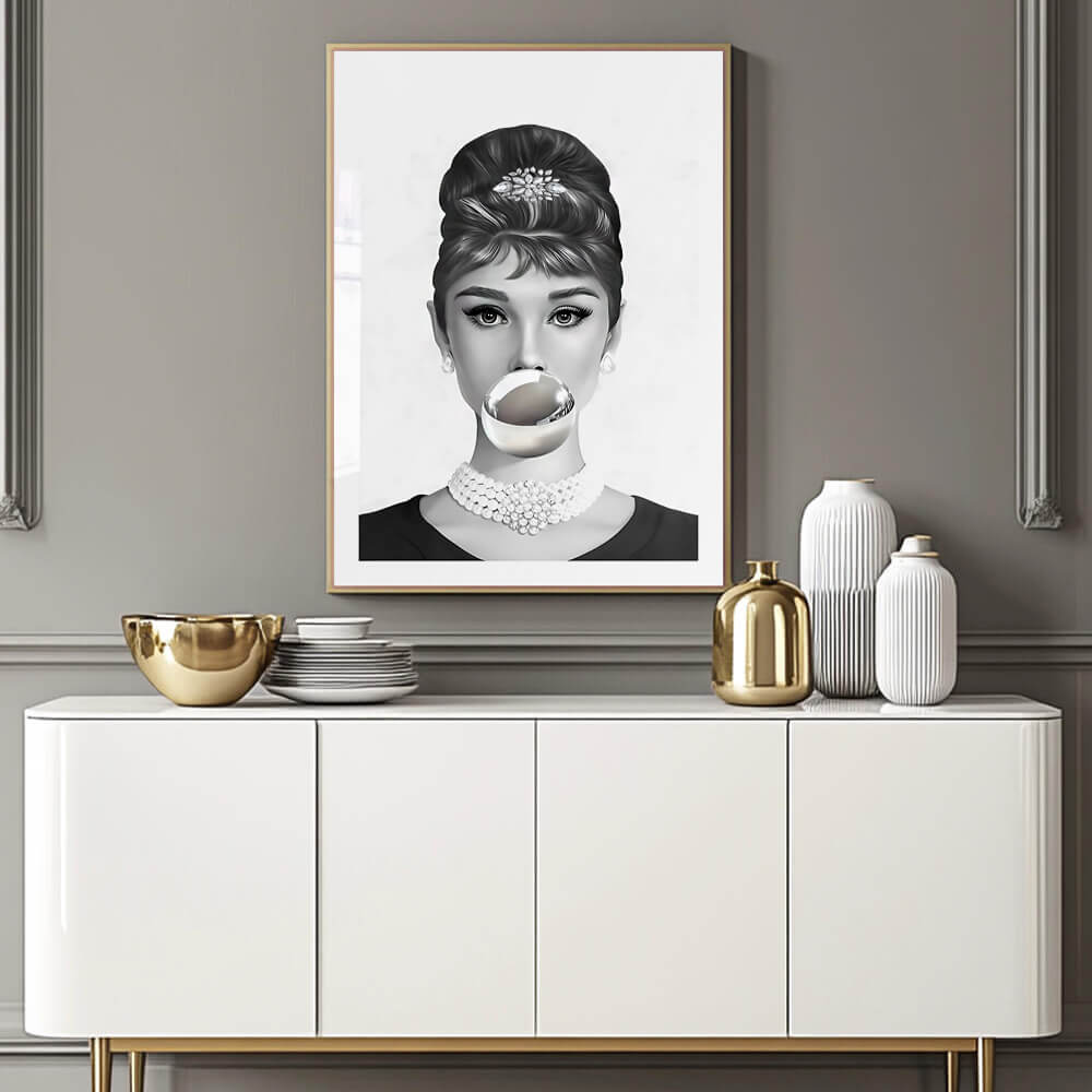 Audrey Hepburn Silver Bubble Print