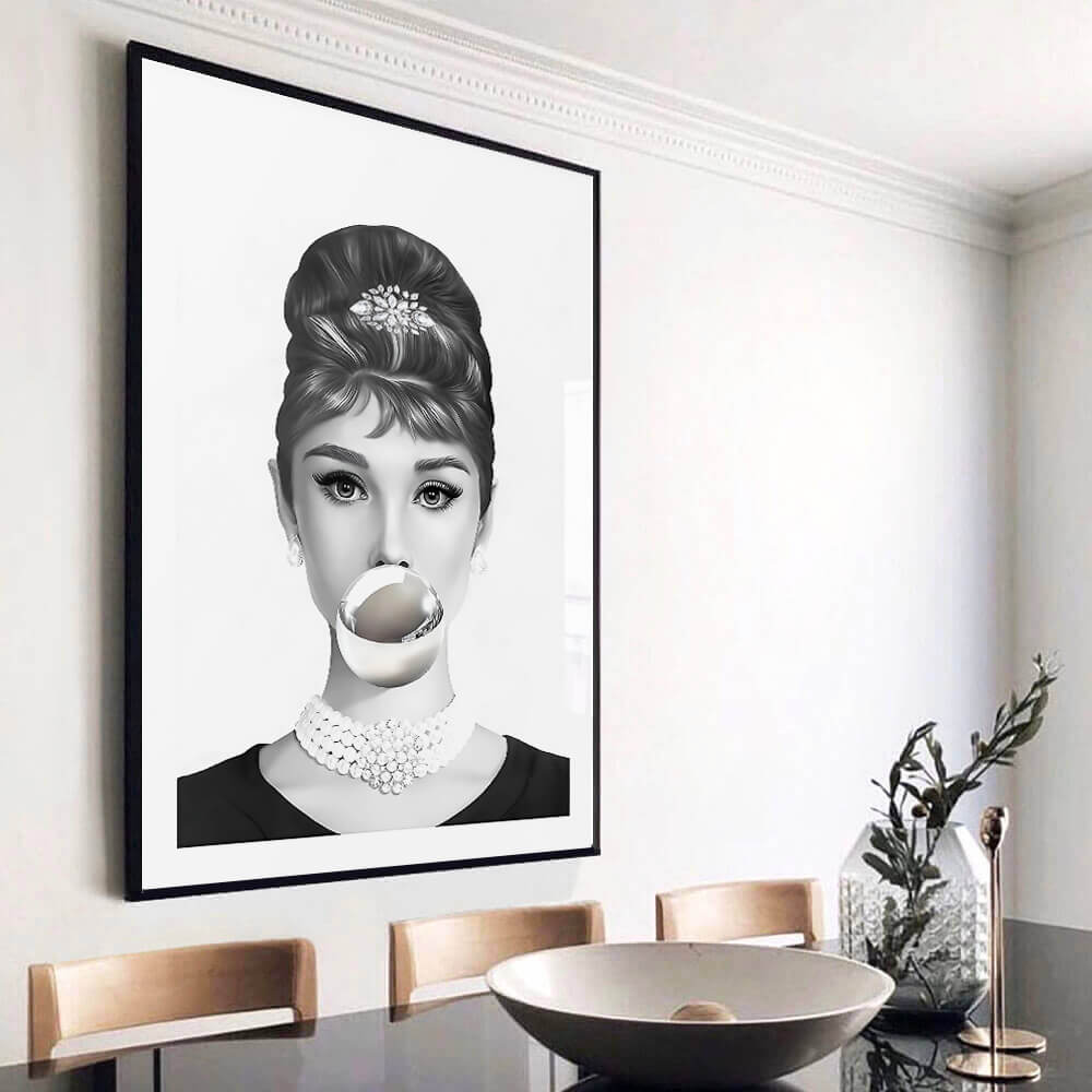 Audrey Hepburn Silver Bubble Print