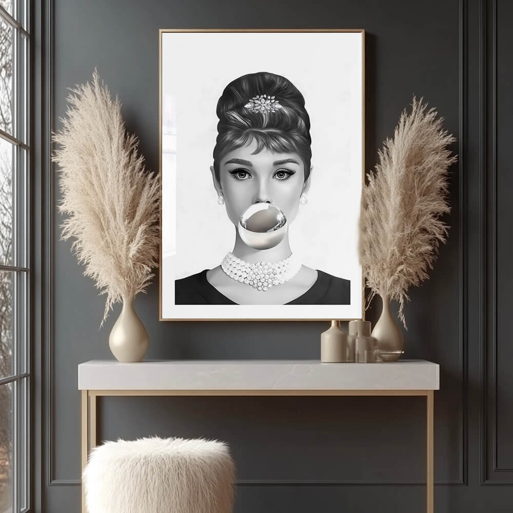 Audrey Hepburn Silver Bubble Print