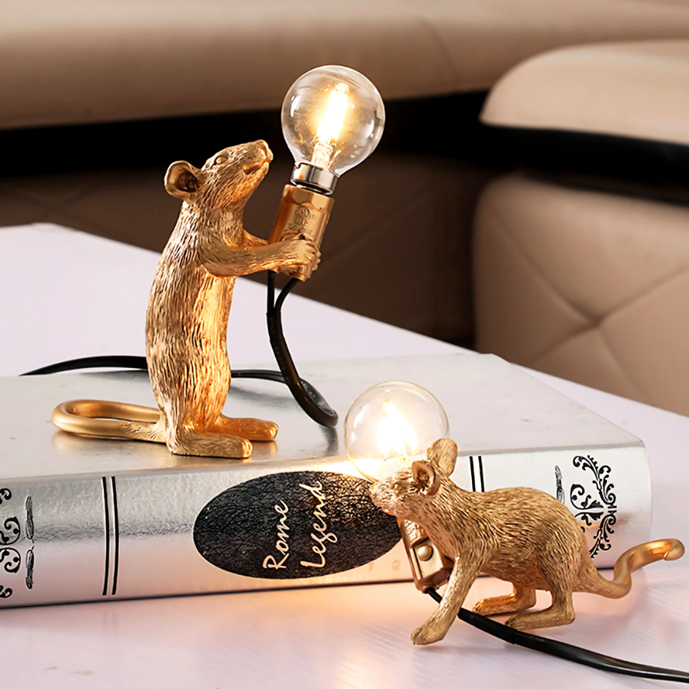 Nordic White, Black or Gold Mice Table Lamps
