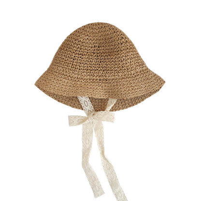 Beach Baby Sun Summer Straw Hat with Lace Ties