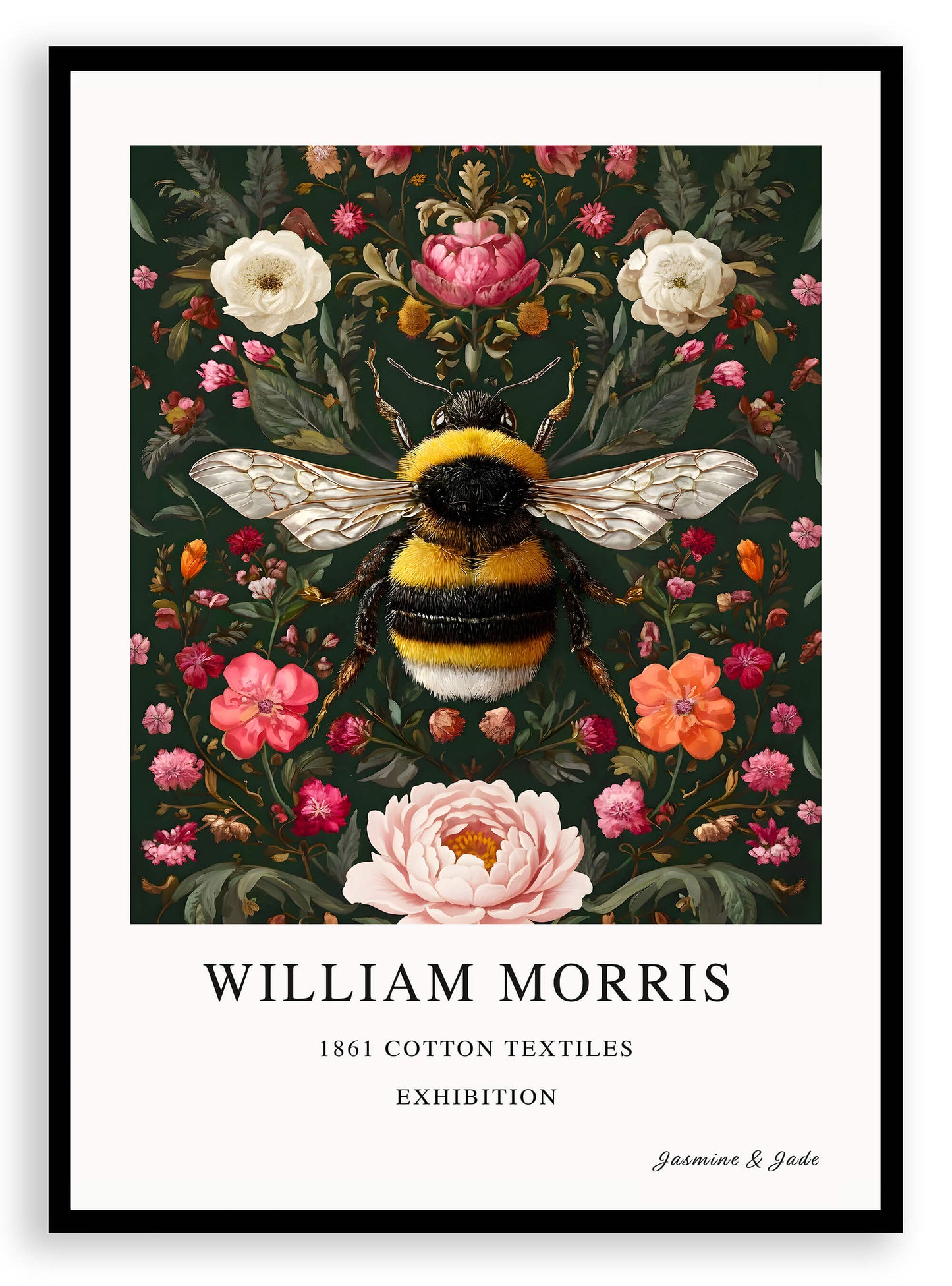 Inspirado en William Morris, Firmado - Estampado de Colibríes