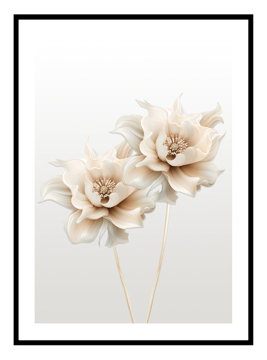 Beige Flowers (B) Art Print