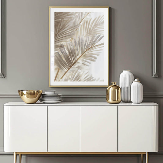 Beige Leaves Art Print