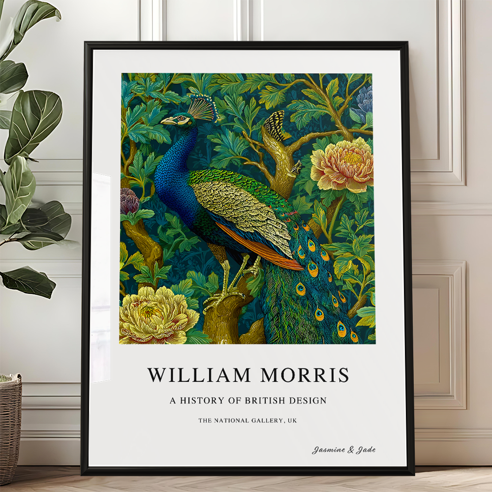 Inspirado en William Morris, Firmado - Estampado de Colibríes