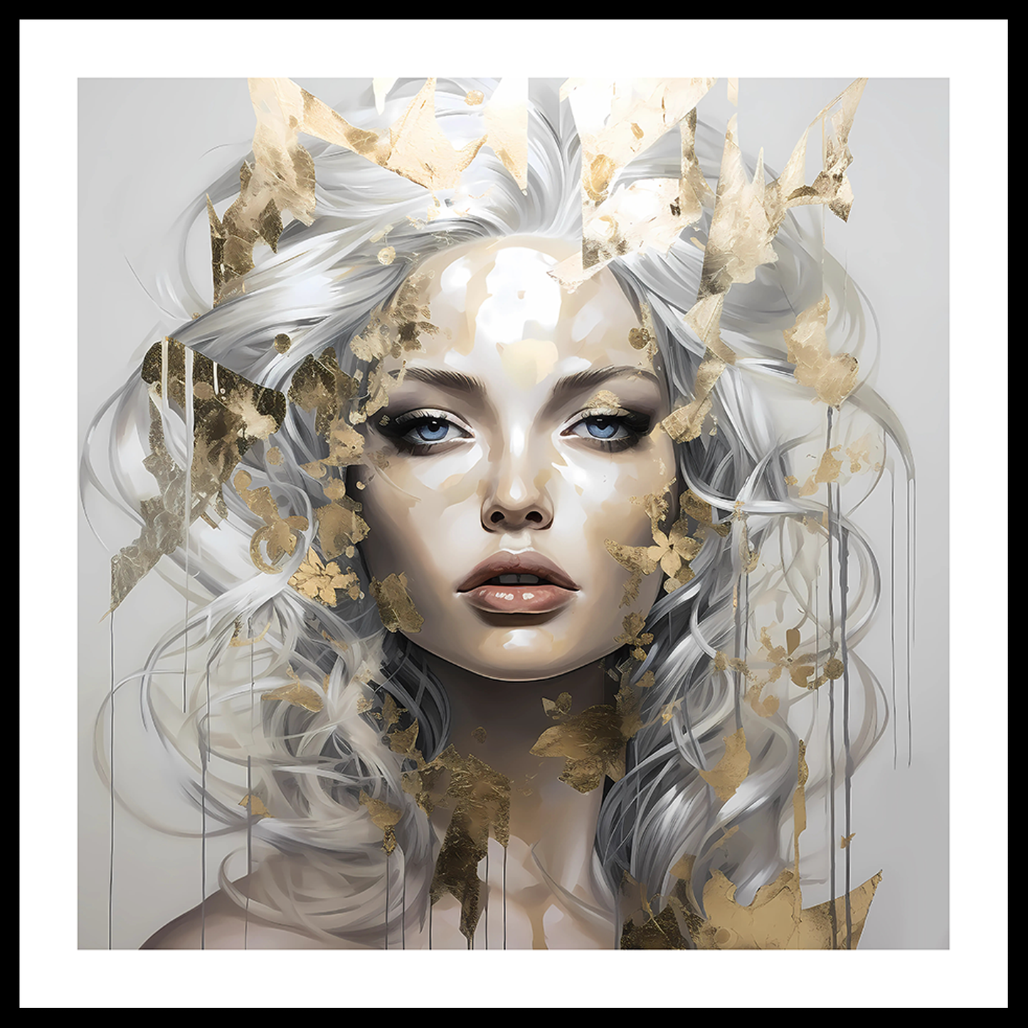 Gouden Meisje (B) Abstracte Kunstdruk