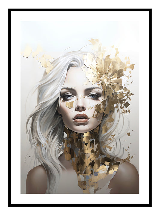 Golden Girl (B) Abstract Art Print | Square or Portrait