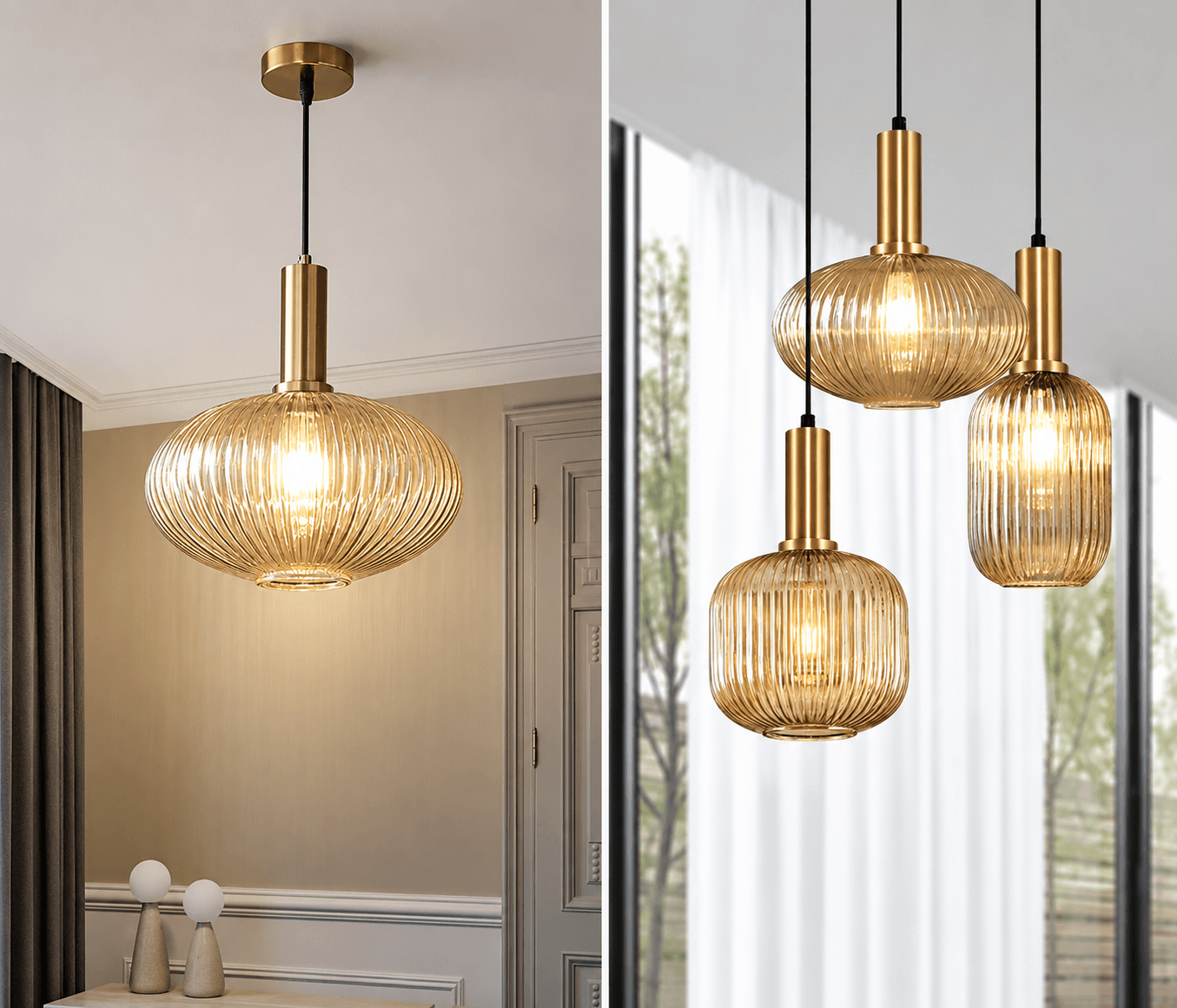 Nordic Amber Glass Pendant Lights