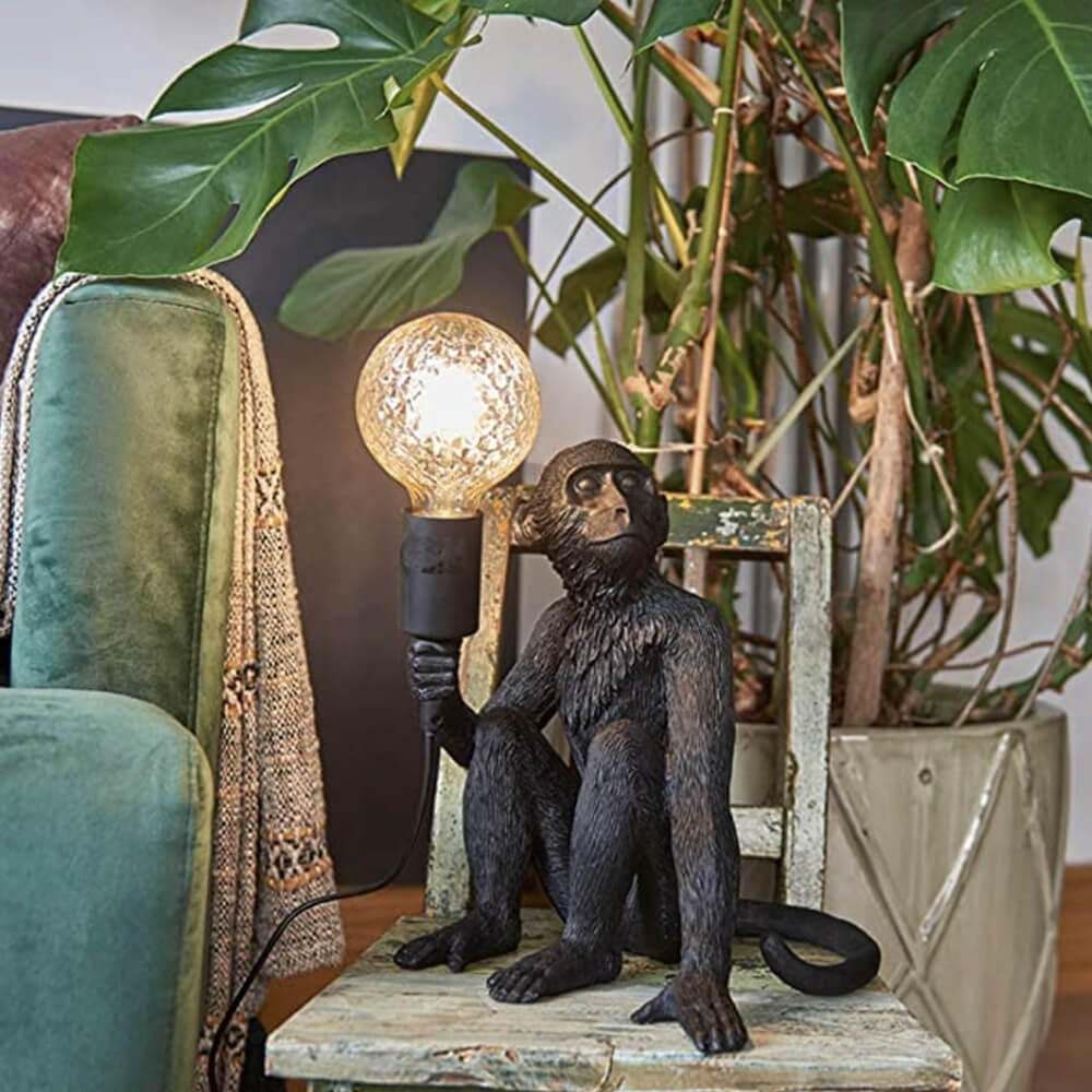 Cheeky Monkey Black Table Lamp