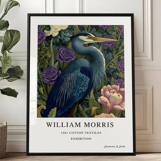 Inspirado en William Morris, firmado - Estampado de cardenal rojo
