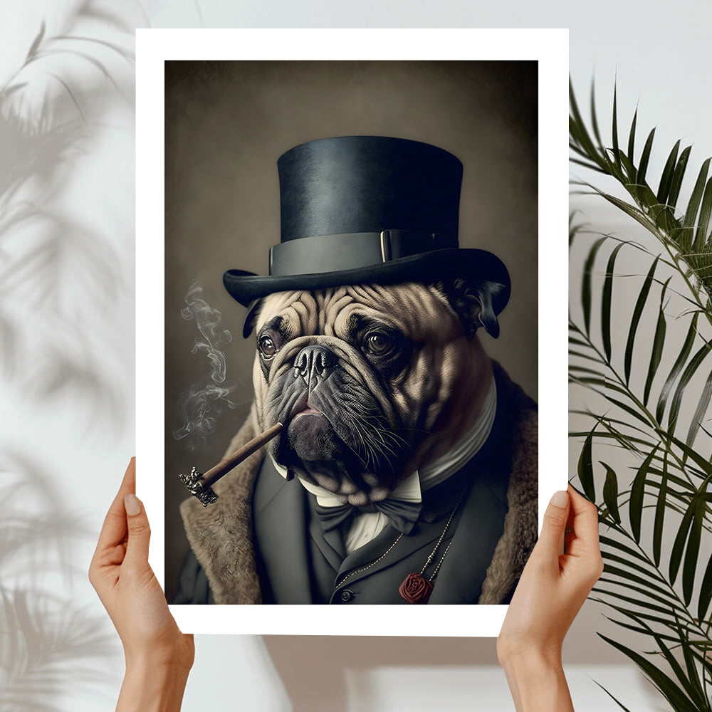Vintage Winston Bull Dog Portrait – Renaissance Art Print