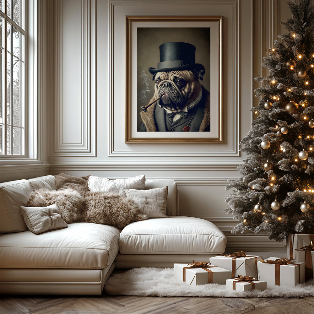 Vintage Winston Bull Dog Portrait – Renaissance Art Print