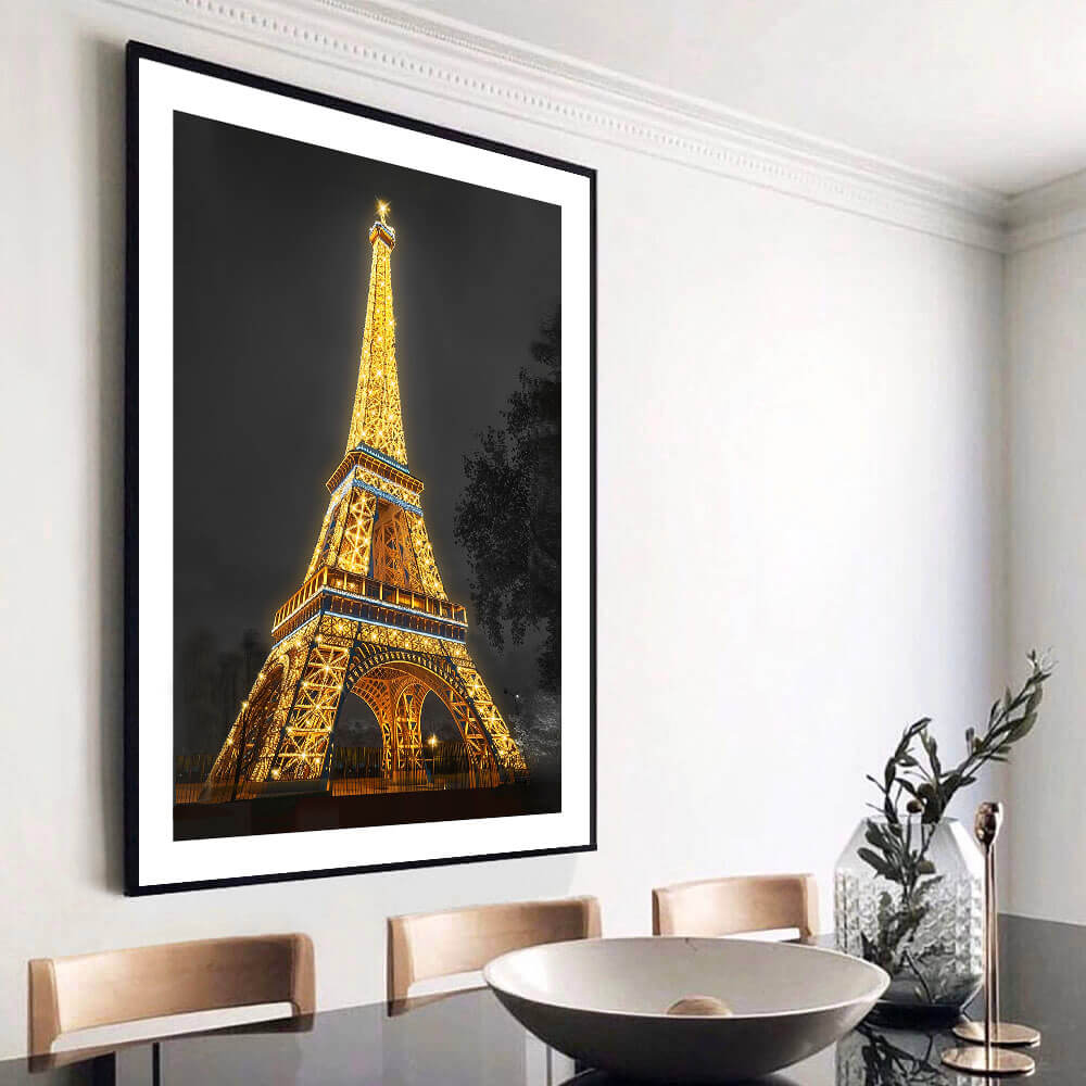 Eiffel Tower by Night Art Print