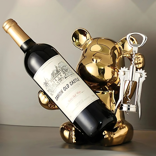 Electroplated Bear Wine Bottle Holder - Gold