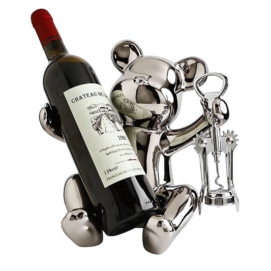 Electroplated Bear Wine Bottle Holder - Silver