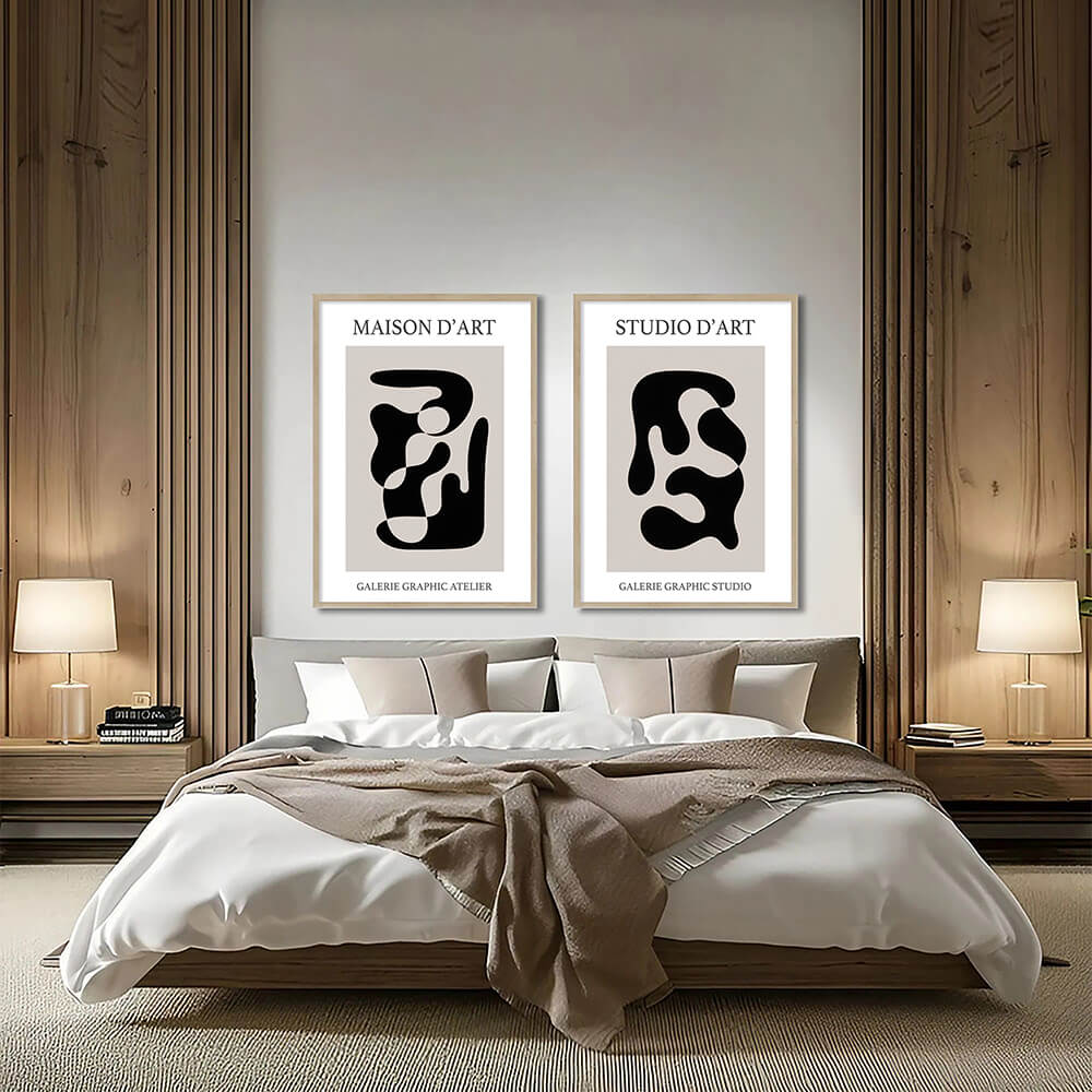 Schwarz - Beige Abstraktes Kunstbild (A)