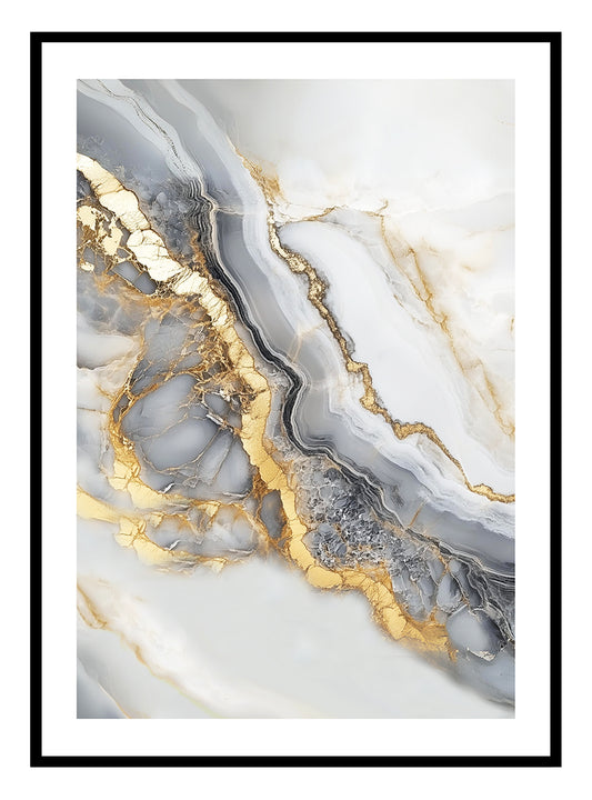 Gold & Grey Geode (A) Art Print