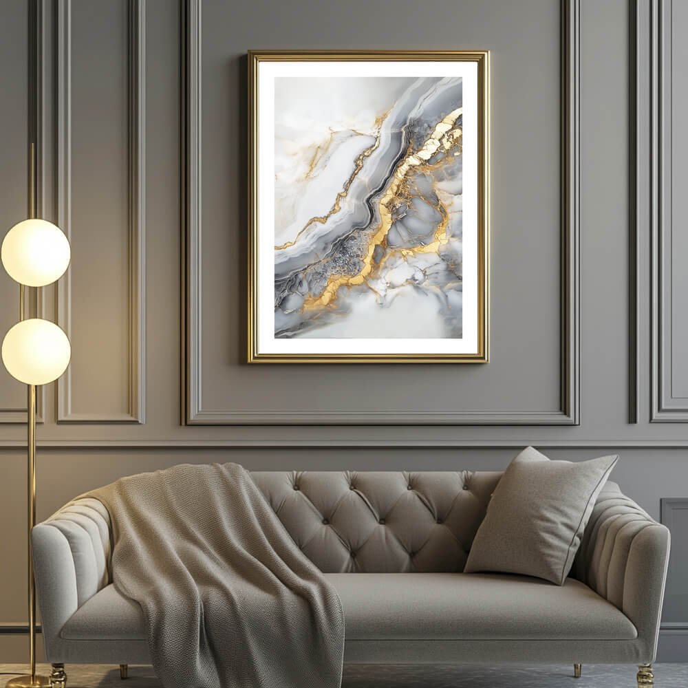 Gold & Grey Geode (B) Art Print