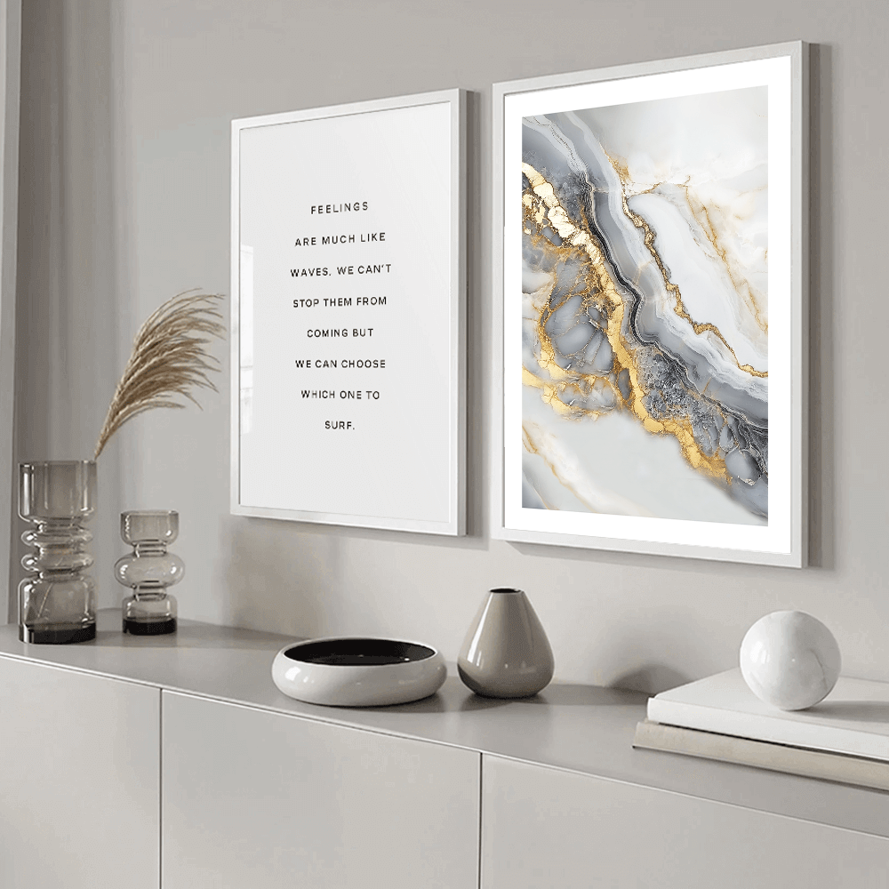 Gold & Grey Geode (B) Art Print