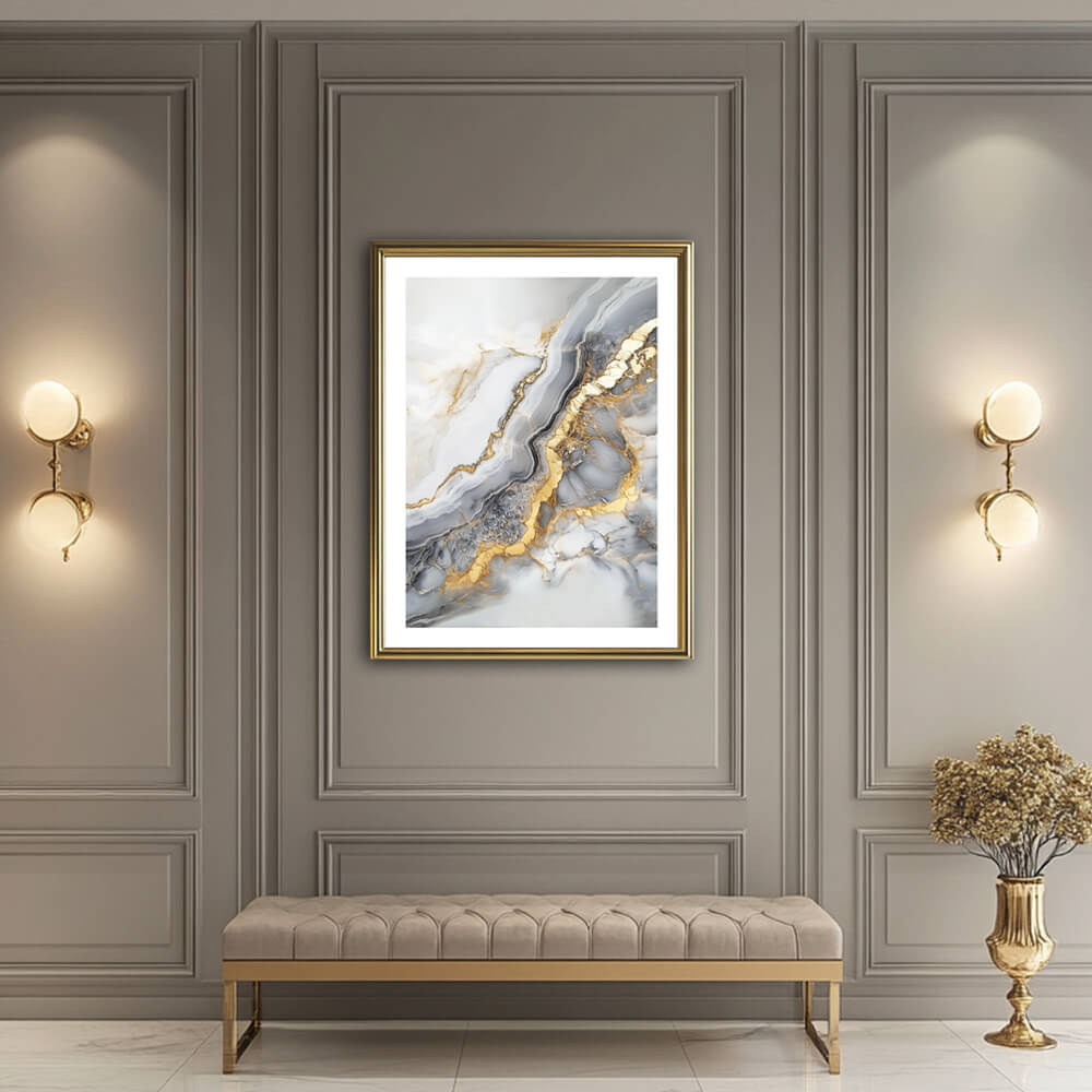 Gold & Grey Geode (B) Art Print