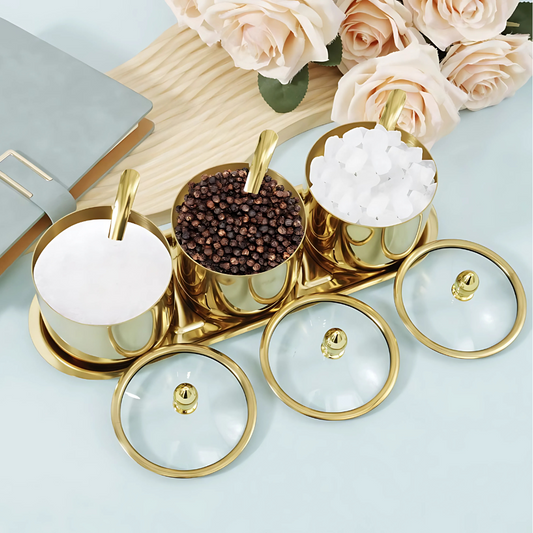 Gold Sugar Bowl, Seasoning Jars