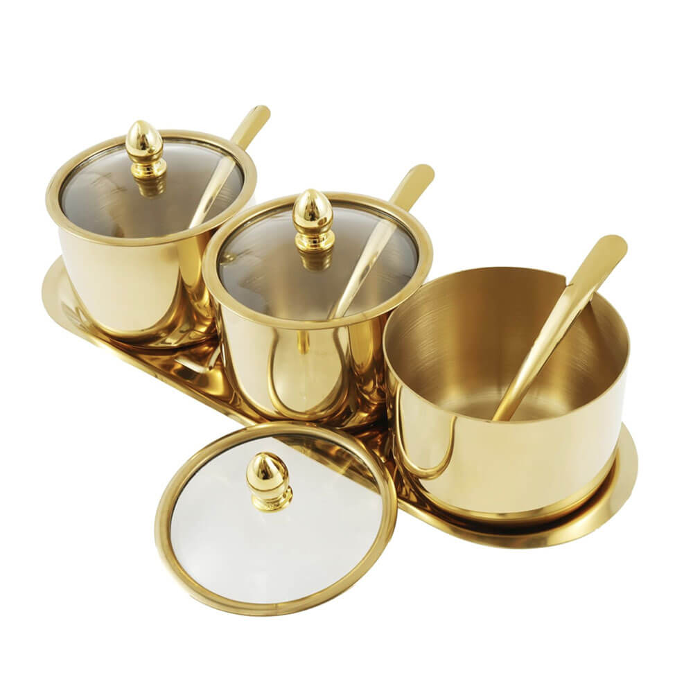 Gold Sugar Bowl, Seasoning Jars