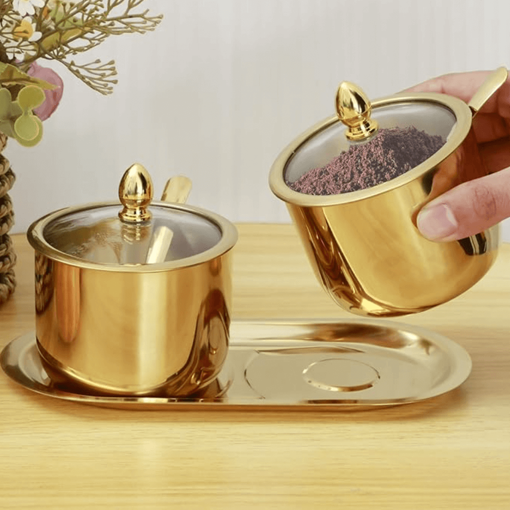 Gold Sugar Bowl, Seasoning Jars