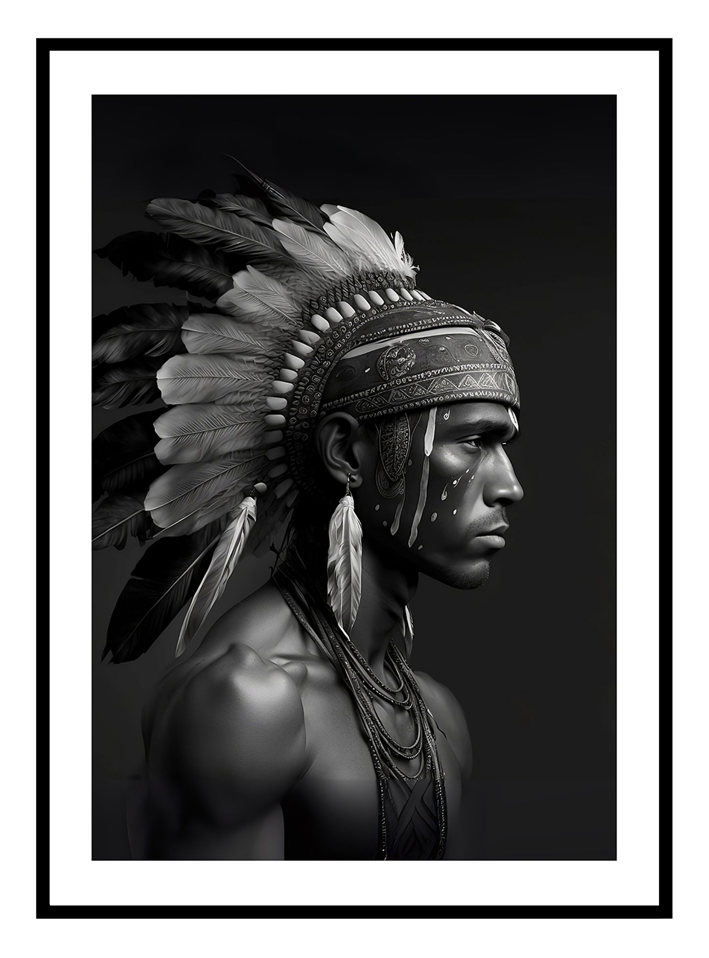 "Warrior" American Indian Art Print (Portrait)