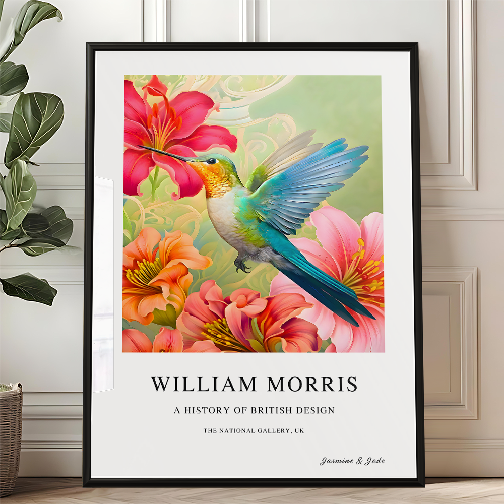 William Morris Inspired, Signed - Hummingbird Print