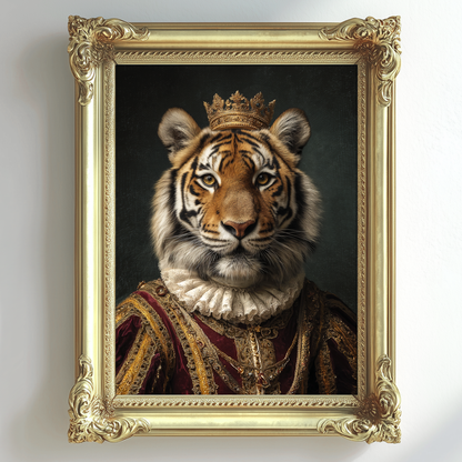 Vintage Tiger Portrait – Renaissance Art Print