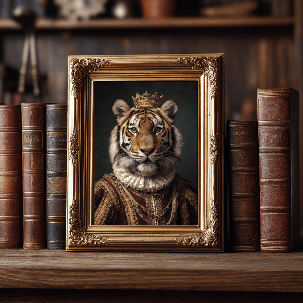 Vintage Tiger Portrait – Renaissance Art Print