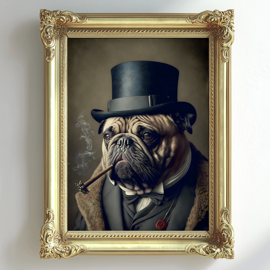 Vintage Winston Bull Dog Portrait – Renaissance Art Print