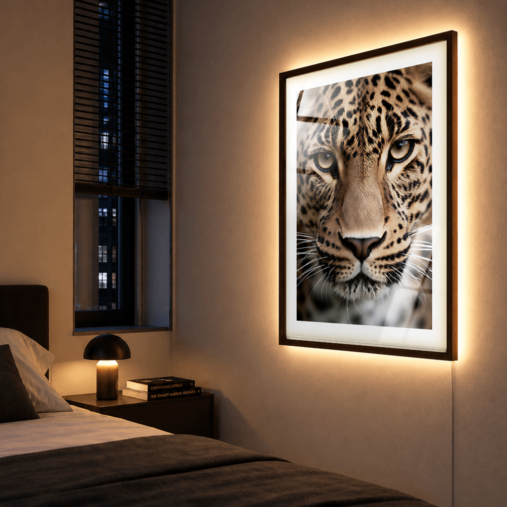 Lampu Seni Berbingkai Macan Tutul dengan Lampu LED Backlit