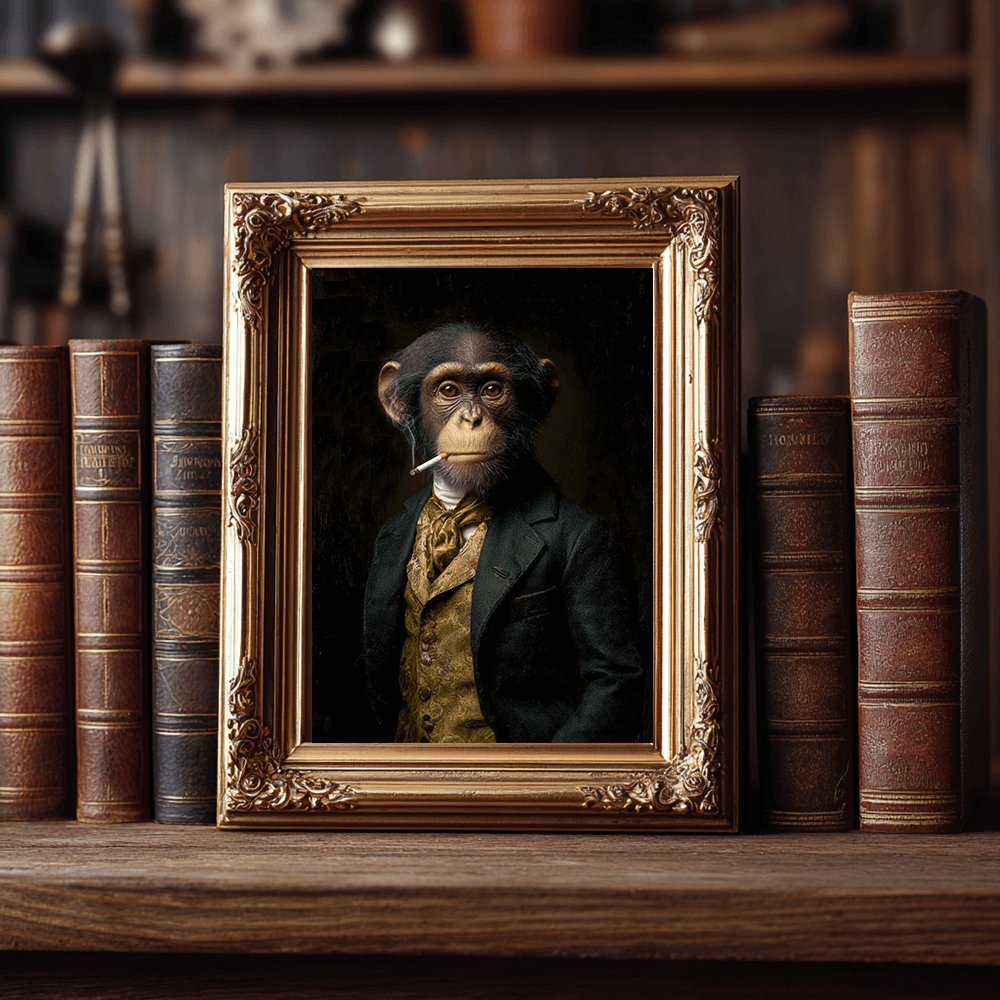 Monkey Vintage Portrait – Renaissance Art Print