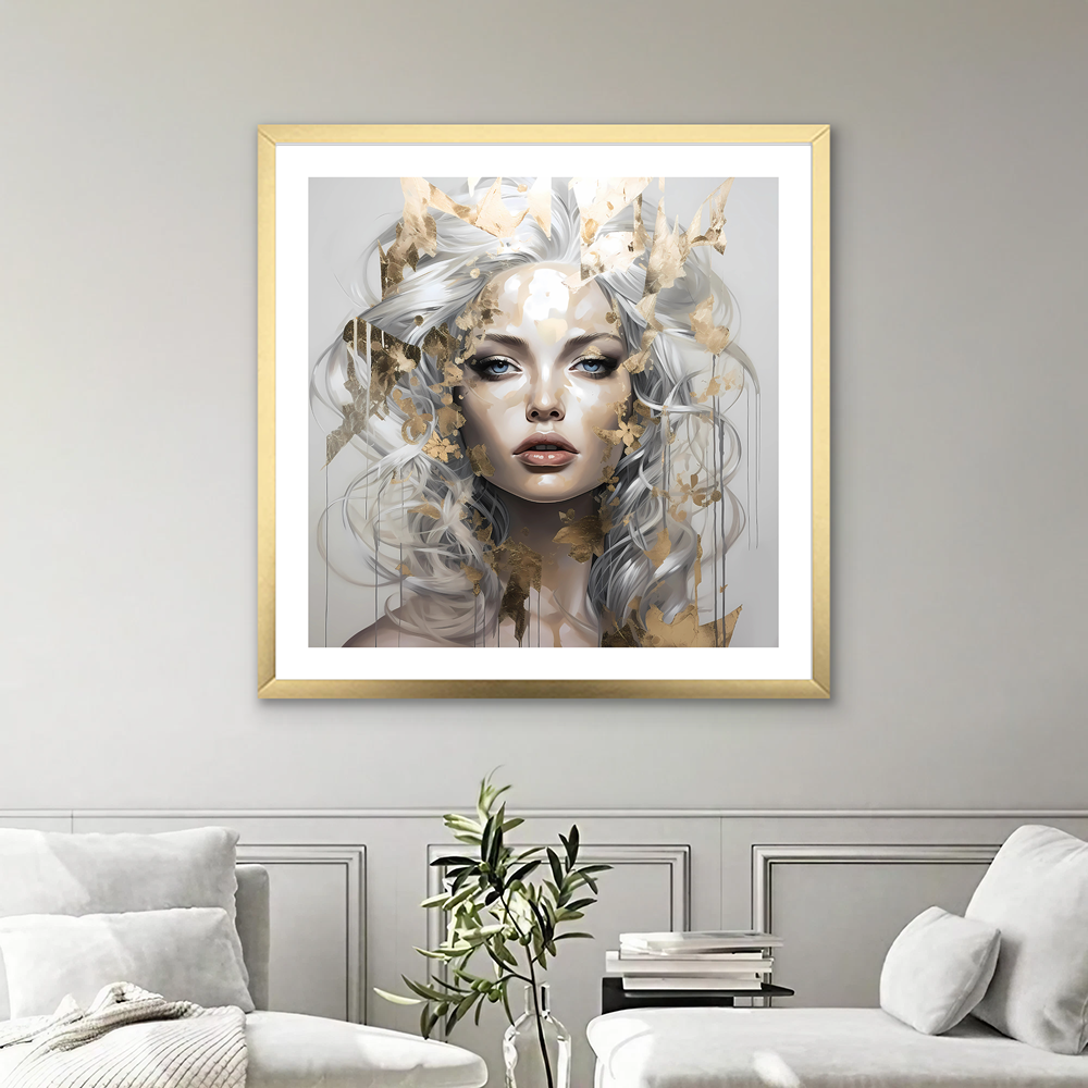 Gouden Meisje (B) Abstracte Kunstdruk