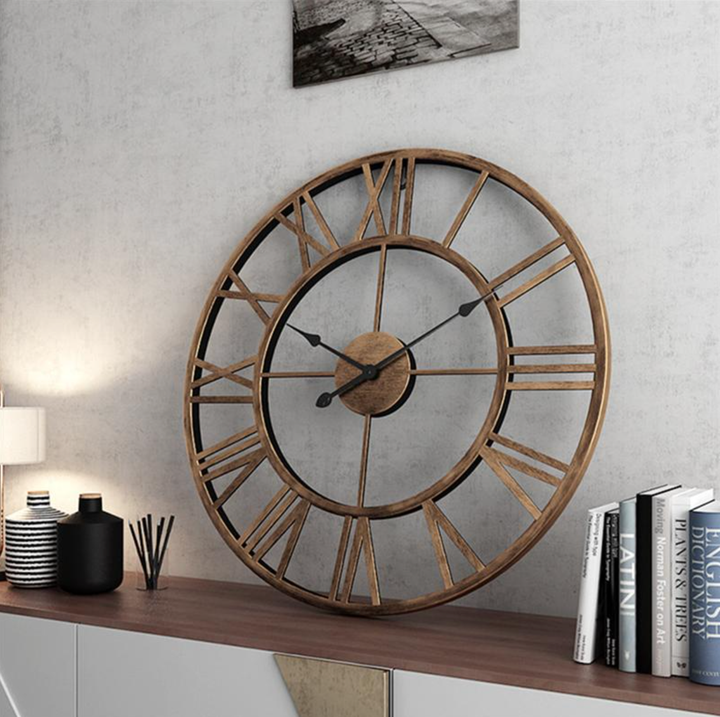 Modern Black Skeleton Wall Clock - 3 Colour Options