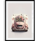 Vintage Pink VW Beetle Art Print