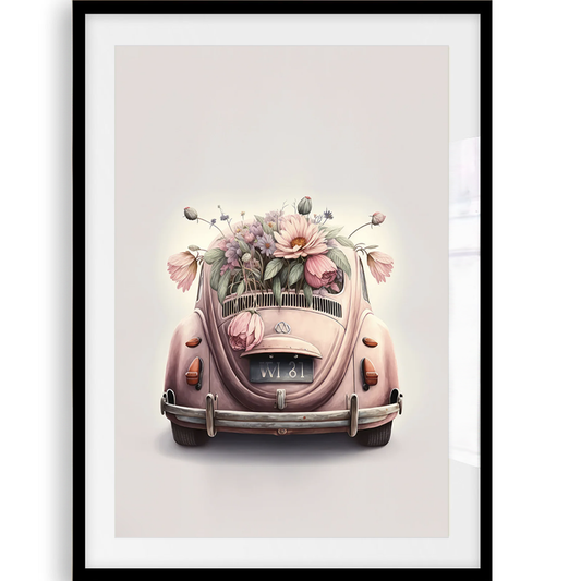 Cynhyrch Art Print Pinc VW Beetle Ffasiwn