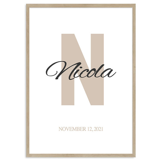 Customisable Name & Date of Birth, Nursery Art Print