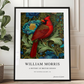Inspirado en William Morris, firmado - Estampado de cardenal rojo