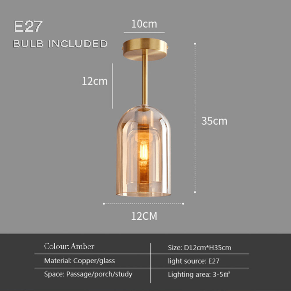 Minimalist Glass Dome Pendant Light - Amber Glass