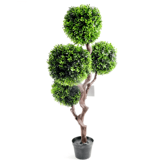 90cm (3ft) LARGE Artificial Boxwood Topiary Tree – 4 Ball-  Indoor/Outdoor