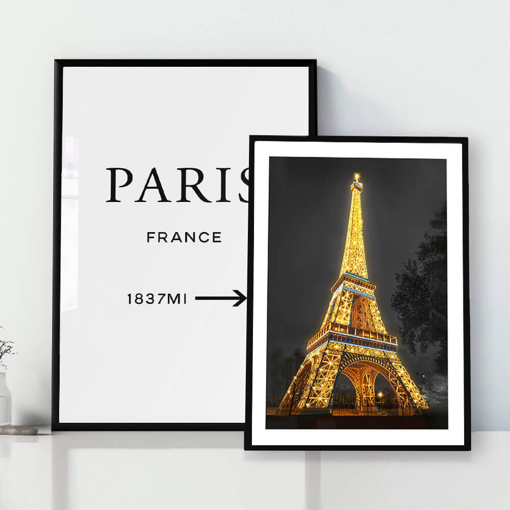 Eiffel Tower by Night Art Print