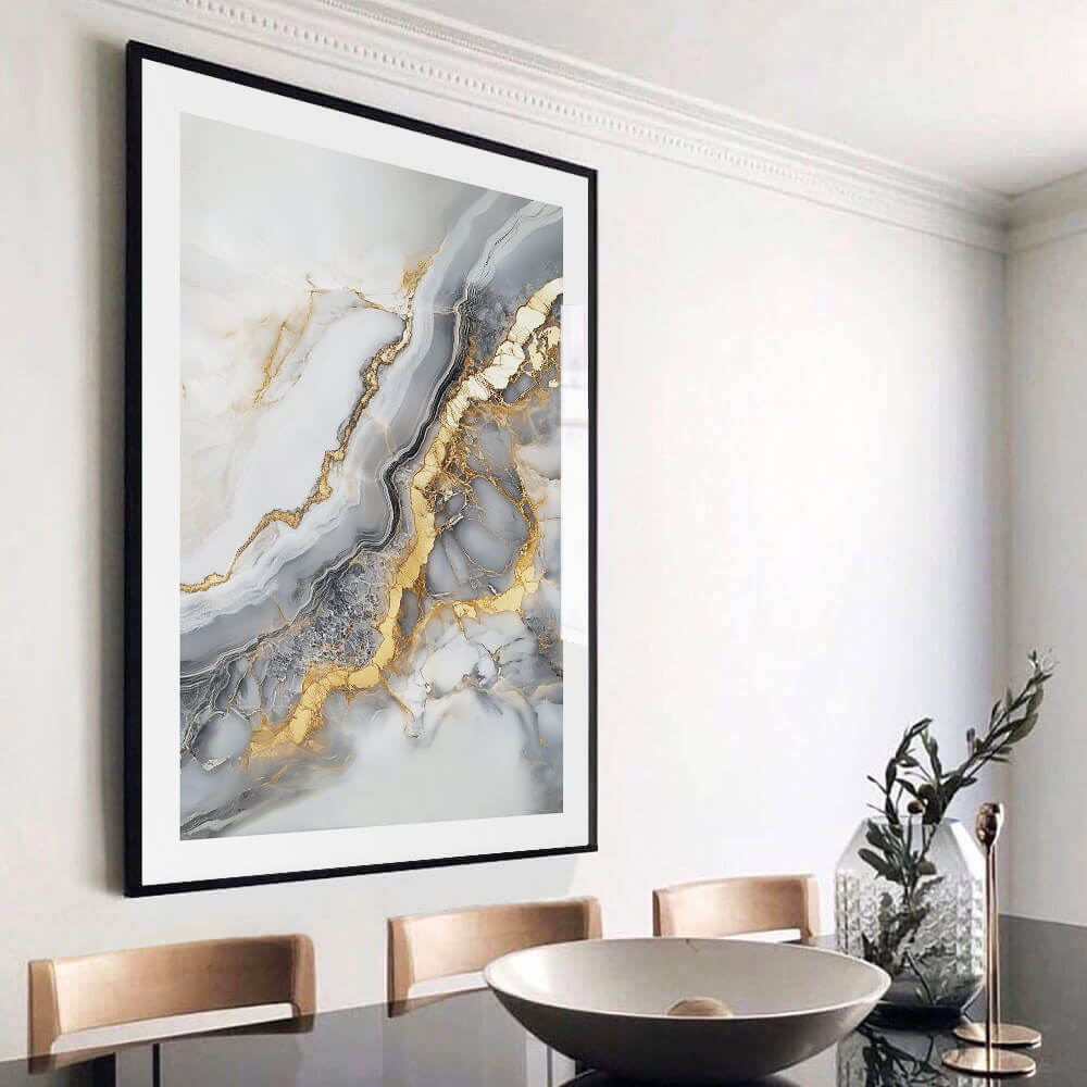 Gold & Grey Geode (B) Art Print