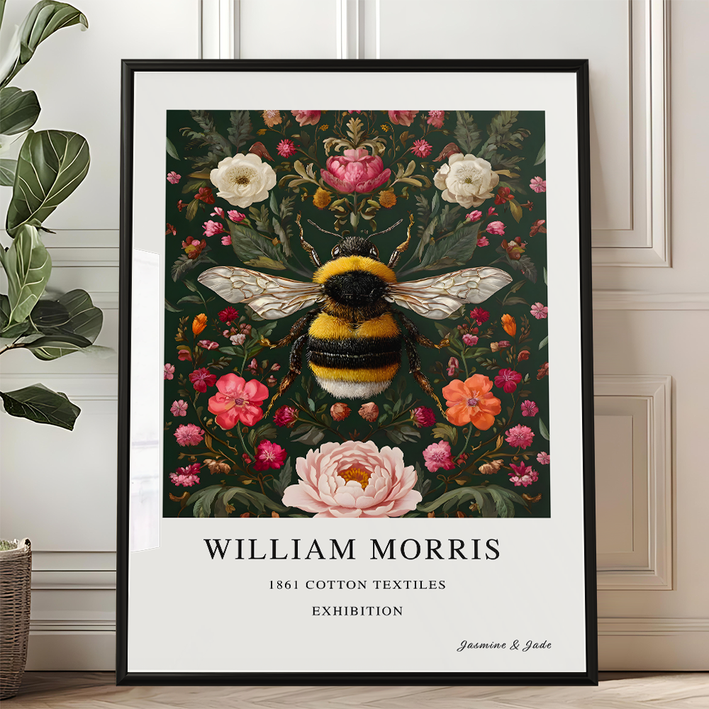 Inspirado en William Morris, Firmado - Estampado de Colibríes