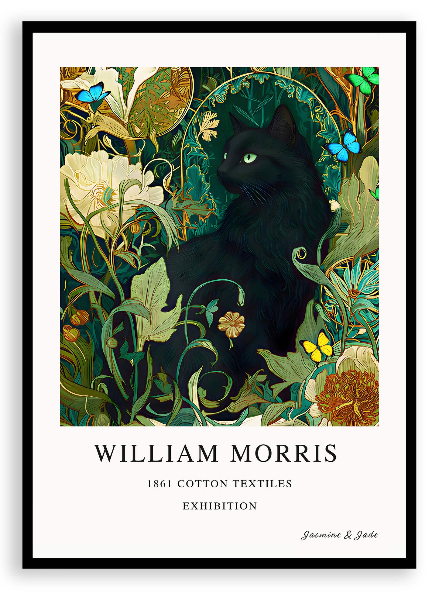 Inspirado en William Morris, Firmado - Estampado de Colibríes